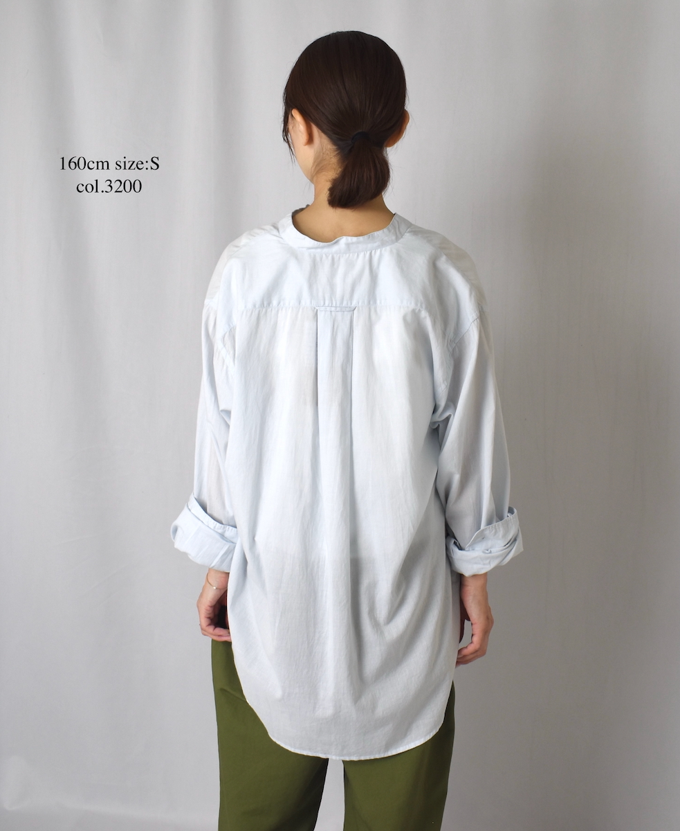 NVL2531CB(シャツ) 60s ORGANIC CAMBRIC BANDED COLLAR L/SL OVERSIZED SHIRT