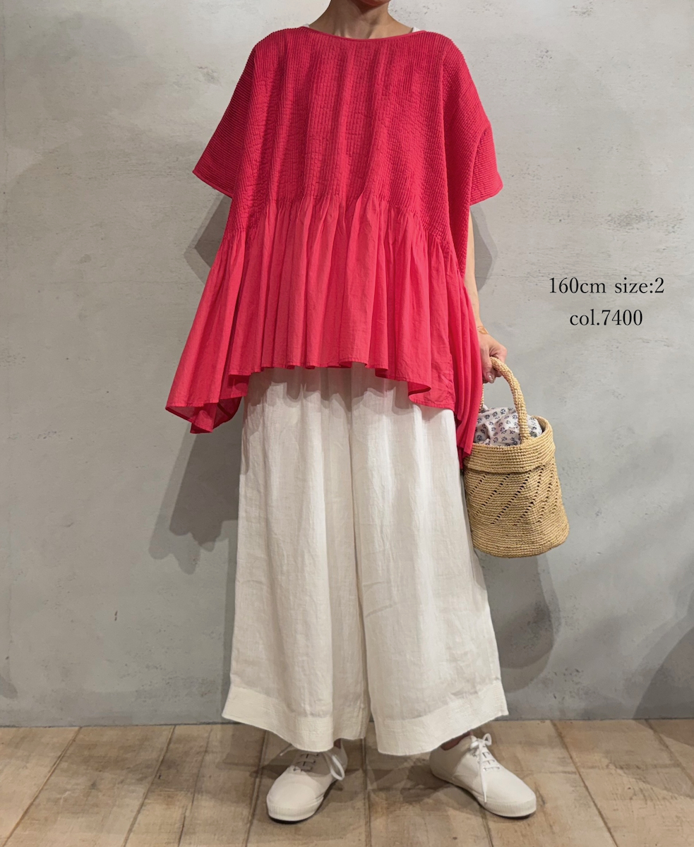 ●NMDS25311(シャツ) 80s ORGANIC COTTON VOILE PLAIN MINI PINTUCK PULLOVER