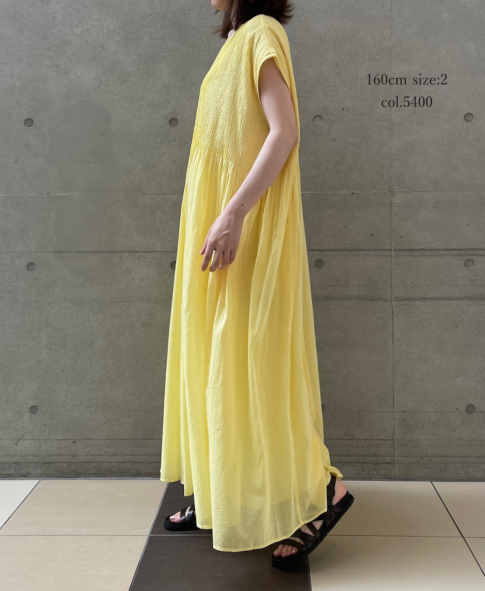 ●NMDS25312(ワンピース) 80s ORGANIC COTTON VOILE PLAIN MINI PINTUCK F/SL DRESS WITH LINING