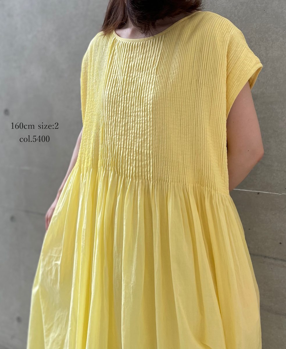 ●NMDS25312(ワンピース) 80s ORGANIC COTTON VOILE PLAIN MINI PINTUCK F/SL DRESS WITH LINING