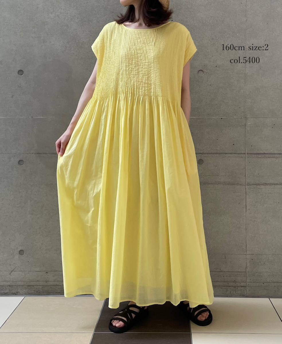 ●NMDS25312(ワンピース) 80s ORGANIC COTTON VOILE PLAIN MINI PINTUCK F/SL DRESS WITH LINING