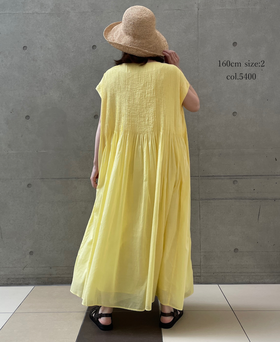 ●NMDS25312(ワンピース) 80s ORGANIC COTTON VOILE PLAIN MINI PINTUCK F/SL DRESS WITH LINING
