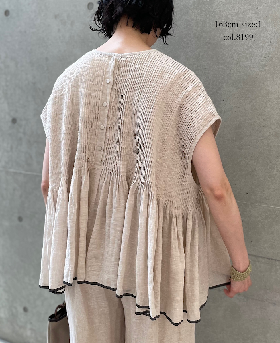 ●INMDS25131(シャツ) HANDWOVEN LINEN PLAIN WITH SELVAGE FRENCH/SL SHIRT WITH PINTUCK
