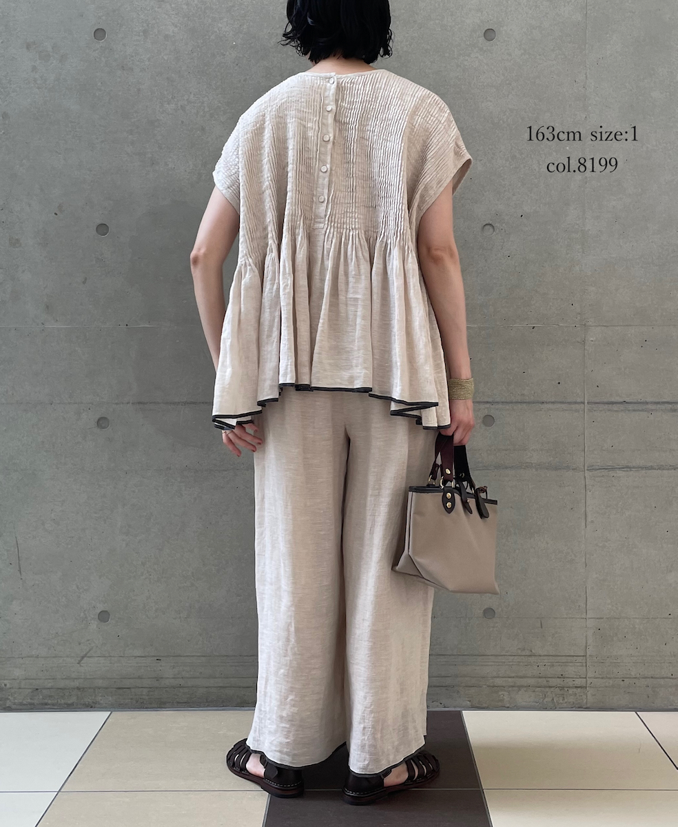 ●INMDS25131(シャツ) HANDWOVEN LINEN PLAIN WITH SELVAGE FRENCH/SL SHIRT WITH PINTUCK