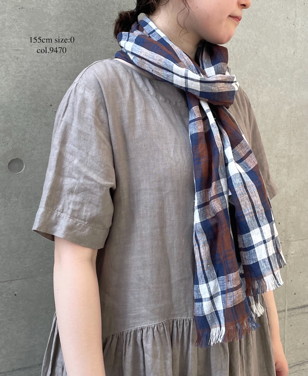 NAM1632LP (ワンピース) LINEN PLAIN (OVERDYE) BOAT NECK S/SL ONE-PIECE