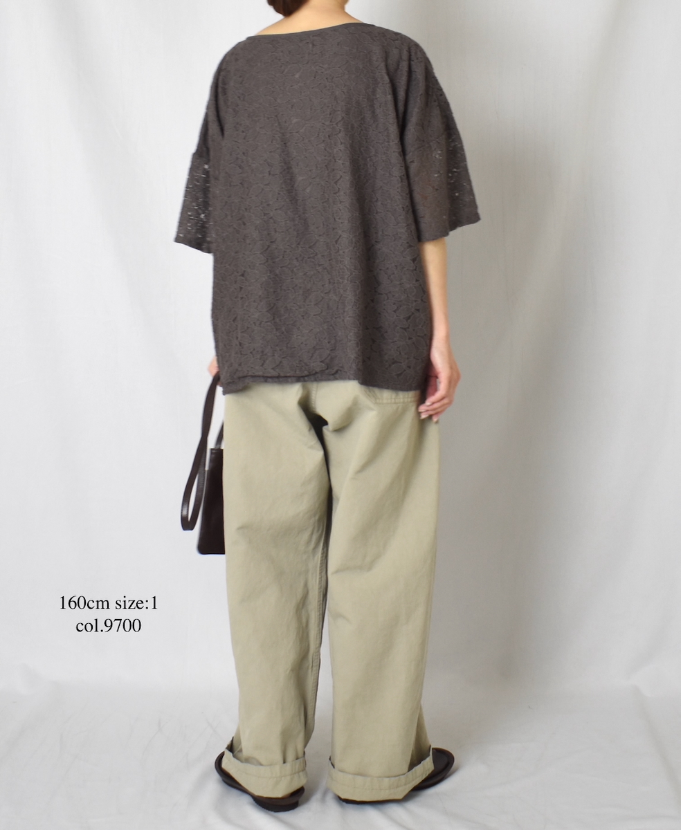 NSL25051(スモック) VOILE TULLE LACE S/SL SMOCK WITH COTTON VOILE