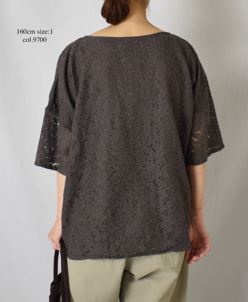 NSL25051(スモック) VOILE TULLE LACE S/SL SMOCK WITH COTTON VOILE