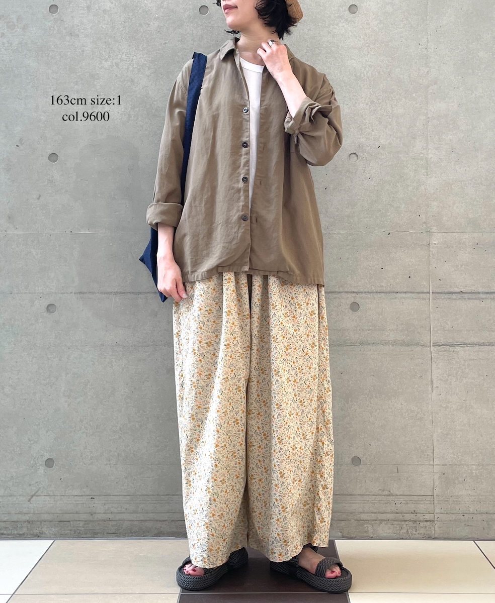 INAM2516FD(パンツ) COTTON FLOWER PRINT GATHERED EASY PANTS WITH LINING