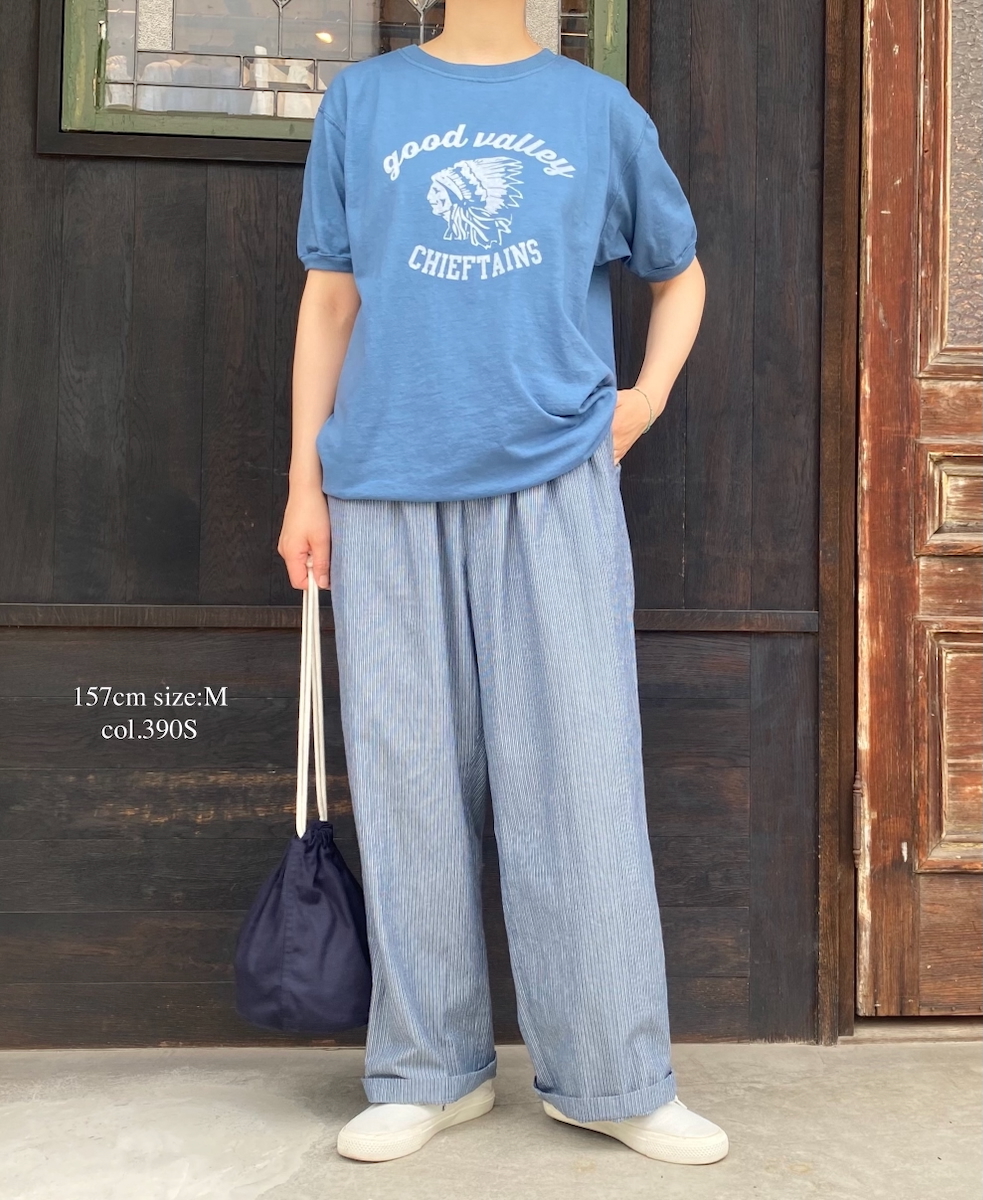 NVL2523(パンツ) POPLIN STRIPE EASY PANTS