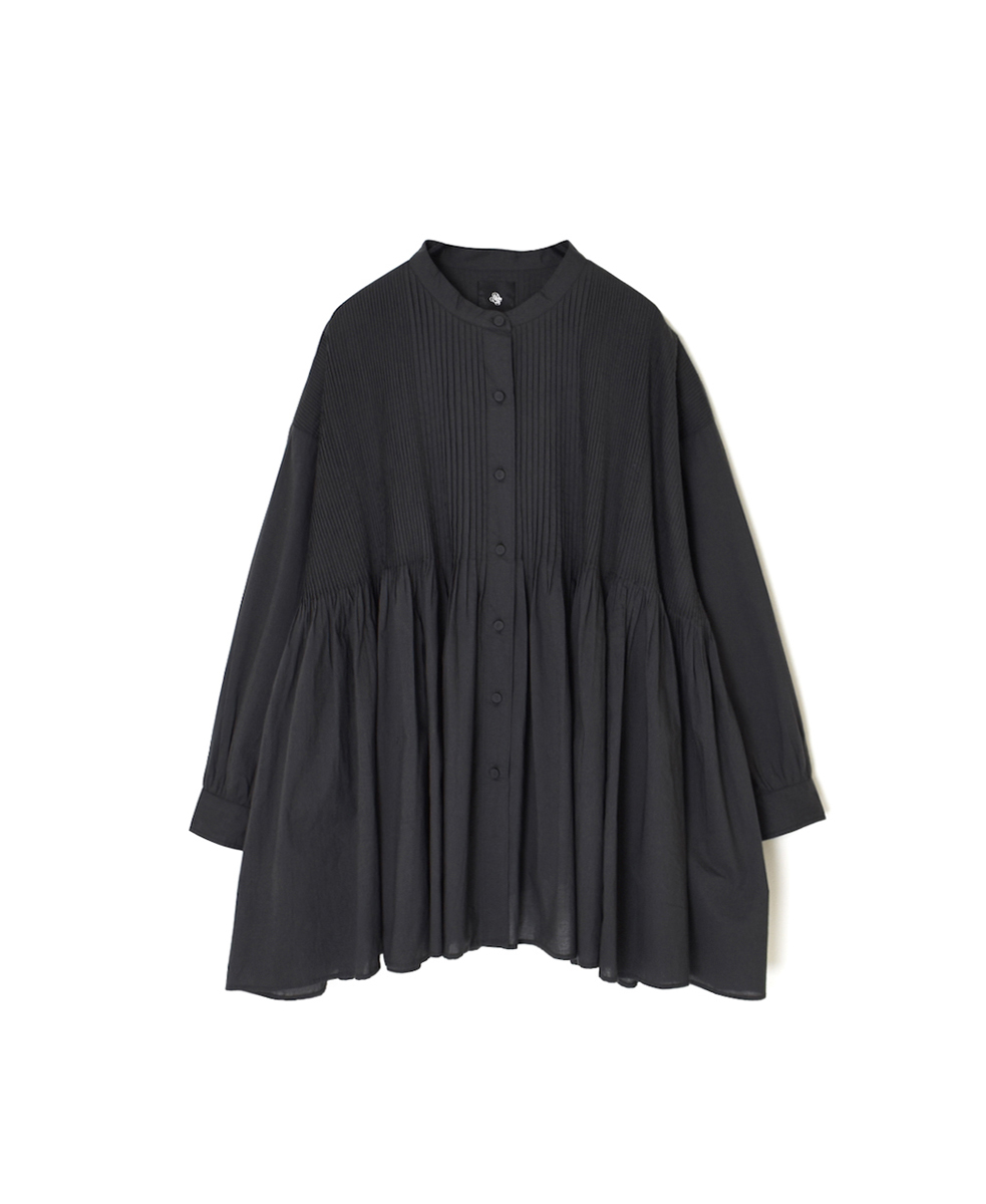 ●NMDS25521(シャツ) 60s ORGANIC CAMBRIC PLAIN BANDED COLLAR SHIRT WITH MINI PINTUCK