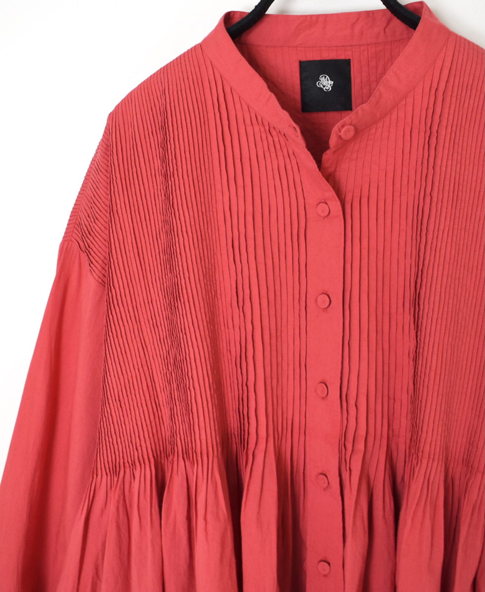 ●NMDS25521(シャツ) 60s ORGANIC CAMBRIC PLAIN BANDED COLLAR SHIRT WITH MINI PINTUCK