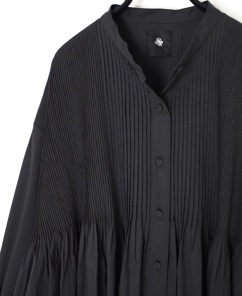 ●NMDS25521(シャツ) 60s ORGANIC CAMBRIC PLAIN BANDED COLLAR SHIRT WITH MINI PINTUCK