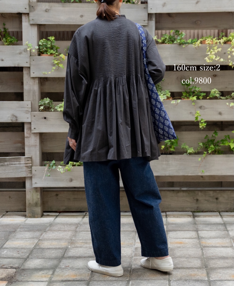●NMDS25521(シャツ) 60s ORGANIC CAMBRIC PLAIN BANDED COLLAR SHIRT WITH MINI PINTUCK