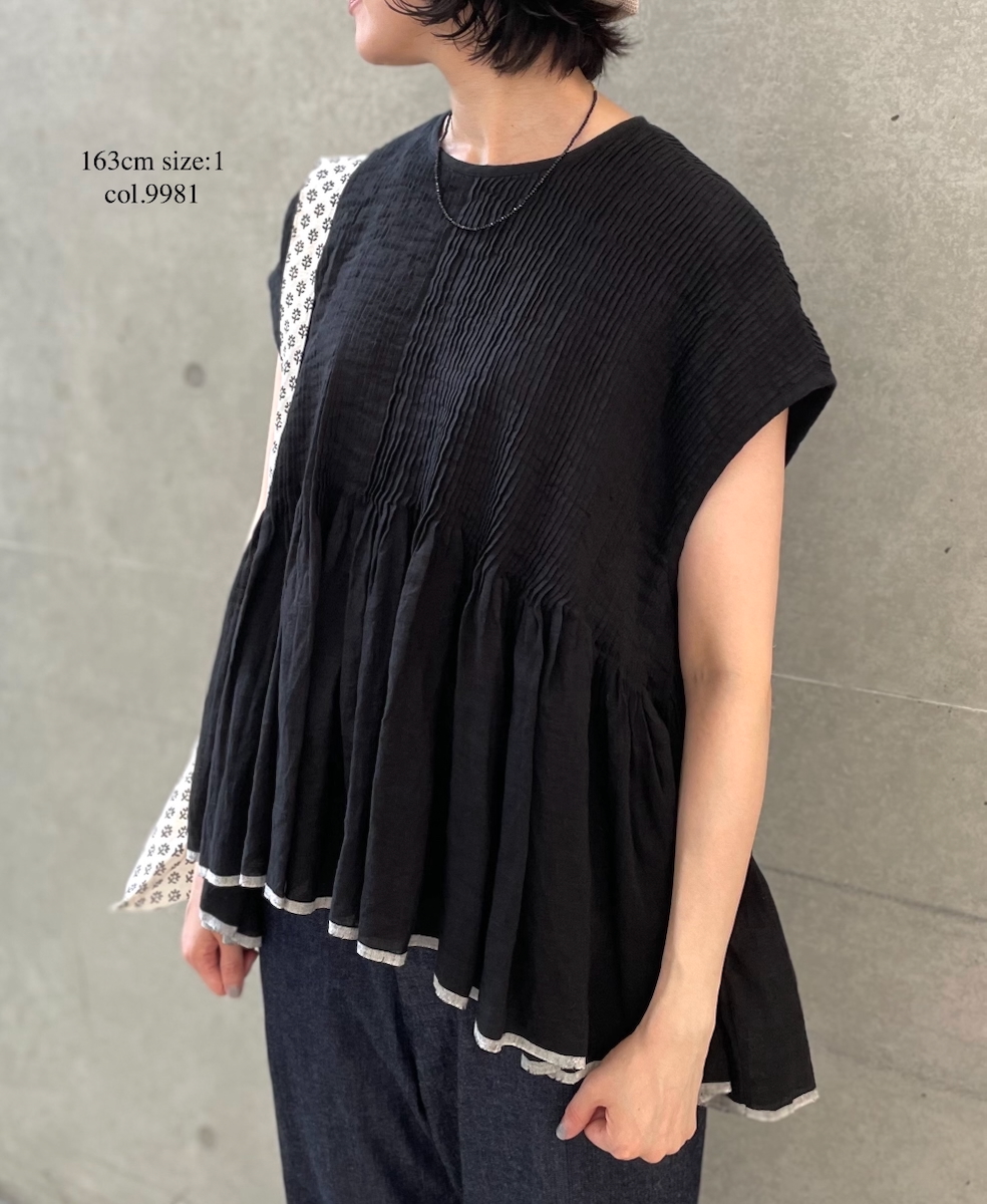 ●INMDS25131(シャツ) HANDWOVEN LINEN PLAIN WITH SELVAGE FRENCH/SL SHIRT WITH PINTUCK
