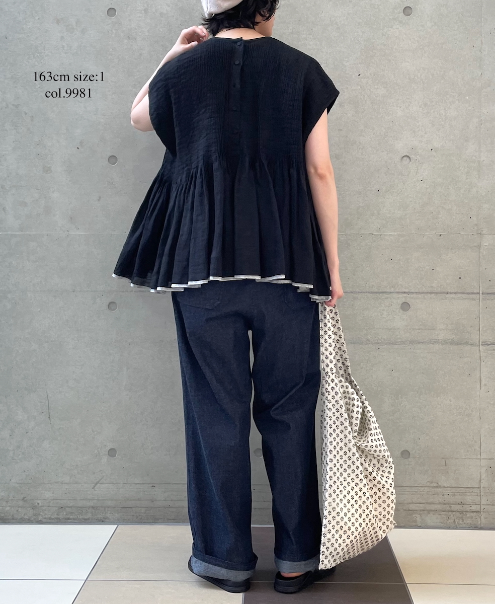 ●INMDS25131(シャツ) HANDWOVEN LINEN PLAIN WITH SELVAGE FRENCH/SL SHIRT WITH PINTUCK