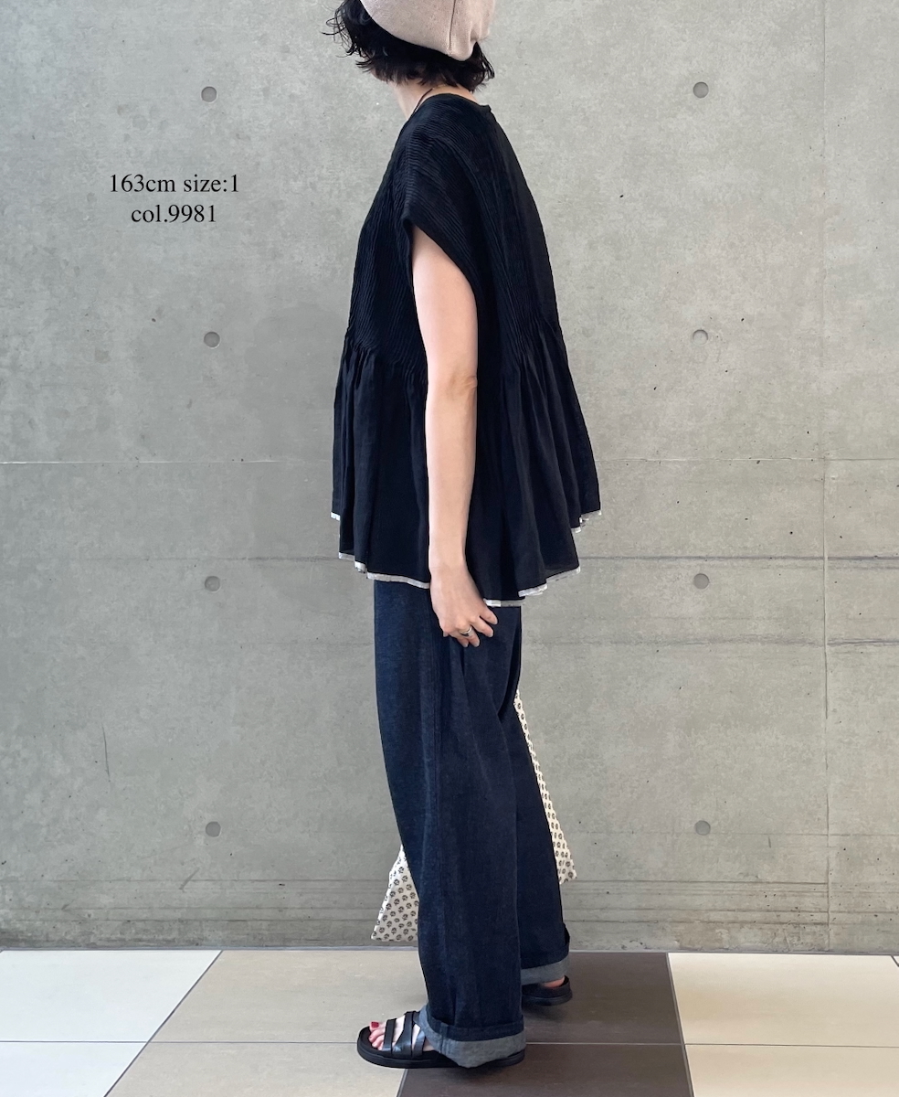 ●INMDS25131(シャツ) HANDWOVEN LINEN PLAIN WITH SELVAGE FRENCH/SL SHIRT WITH PINTUCK