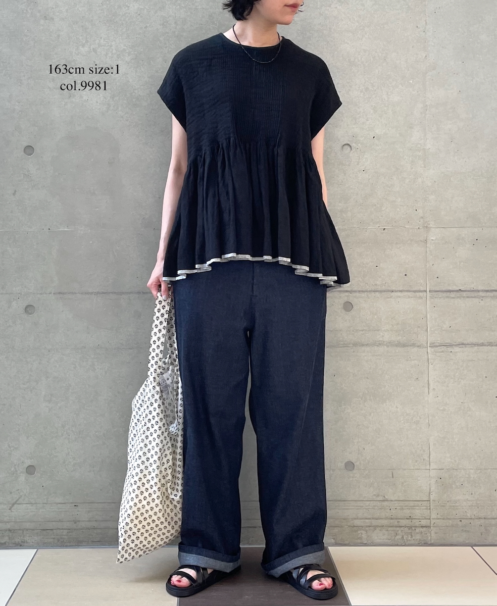 ●INMDS25131(シャツ) HANDWOVEN LINEN PLAIN WITH SELVAGE FRENCH/SL SHIRT WITH PINTUCK