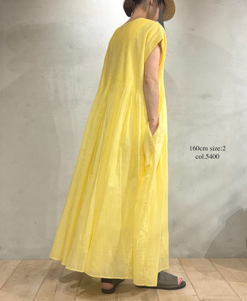 ●NMDS25312(ワンピース) 80s ORGANIC COTTON VOILE PLAIN MINI PINTUCK F/SL DRESS WITH LINING