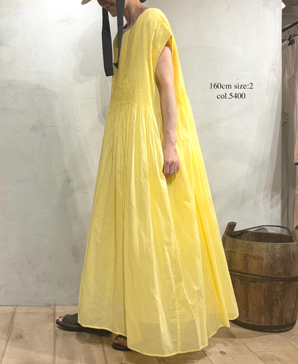 ●NMDS25312(ワンピース) 80s ORGANIC COTTON VOILE PLAIN MINI PINTUCK F/SL DRESS WITH LINING