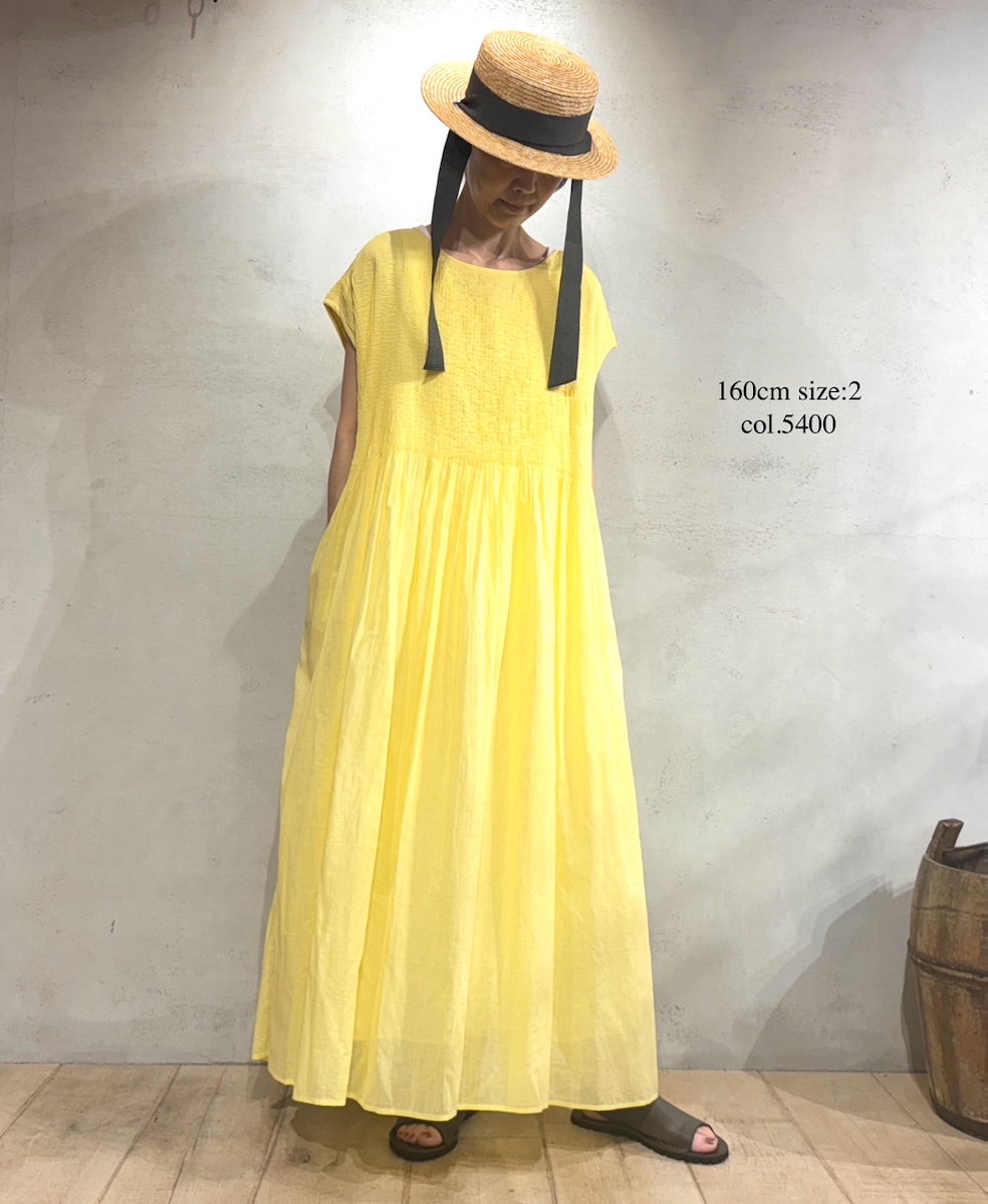 ●NMDS25312(ワンピース) 80s ORGANIC COTTON VOILE PLAIN MINI PINTUCK F/SL DRESS WITH LINING