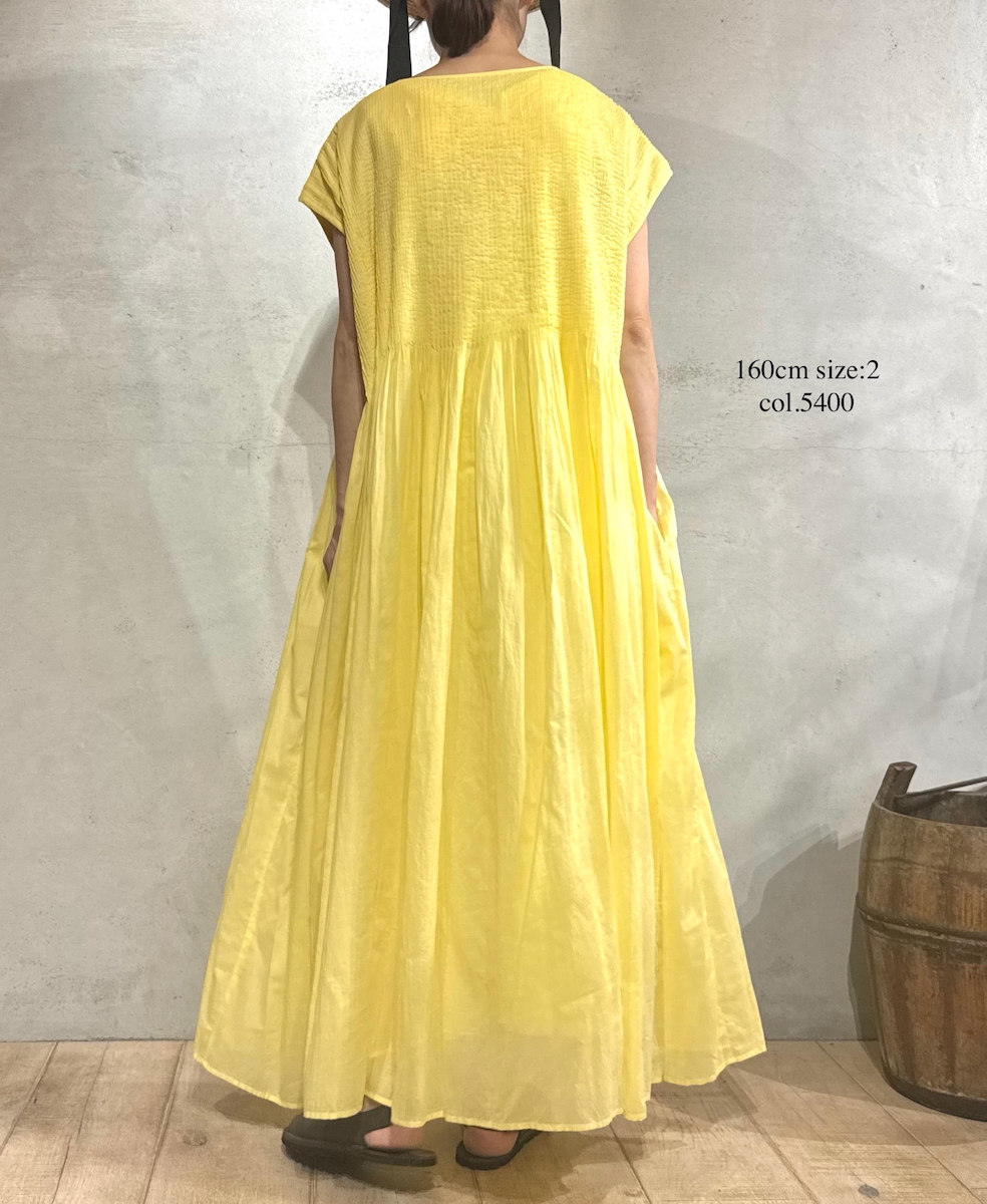 ●NMDS25312(ワンピース) 80s ORGANIC COTTON VOILE PLAIN MINI PINTUCK F/SL DRESS WITH LINING