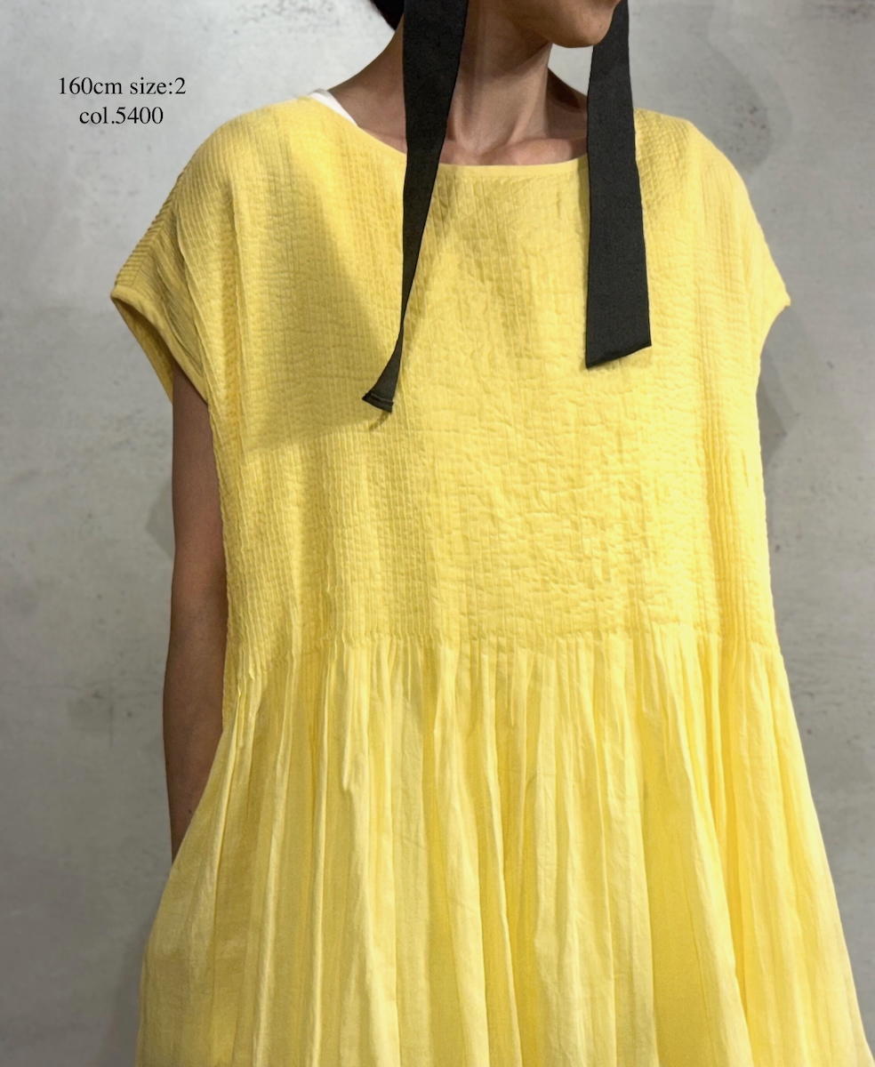 ●NMDS25312(ワンピース) 80s ORGANIC COTTON VOILE PLAIN MINI PINTUCK F/SL DRESS WITH LINING
