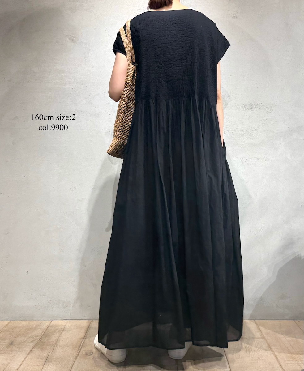 ●NMDS25312(ワンピース) 80s ORGANIC COTTON VOILE PLAIN MINI PINTUCK F/SL DRESS WITH LINING