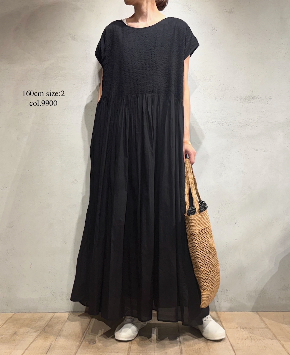 ●NMDS25312(ワンピース) 80s ORGANIC COTTON VOILE PLAIN MINI PINTUCK F/SL DRESS WITH LINING