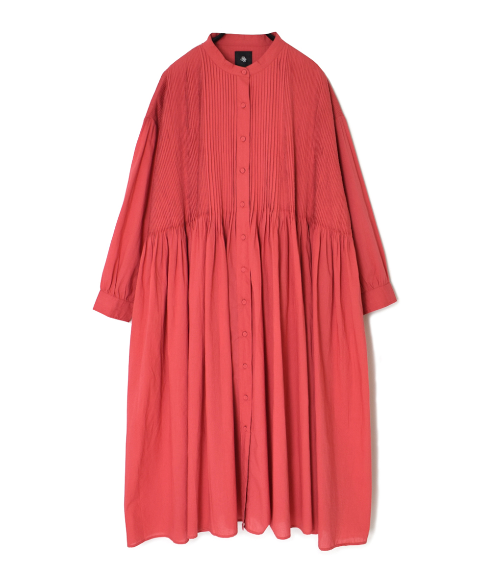 ●NMDS25523(ワンピース) 60s ORGANIC CAMBRIC PLAIN BANDED COLLAR DRESS WITH MINI PINTUCK