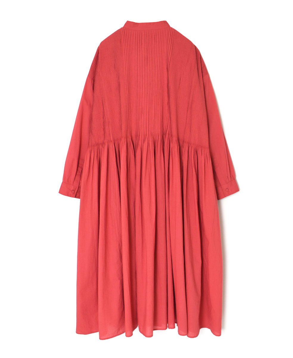 ●NMDS25523(ワンピース) 60s ORGANIC CAMBRIC PLAIN BANDED COLLAR DRESS WITH MINI PINTUCK
