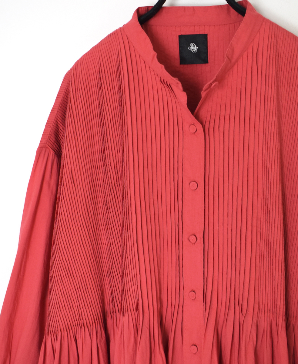 ●NMDS25523(ワンピース) 60s ORGANIC CAMBRIC PLAIN BANDED COLLAR DRESS WITH MINI PINTUCK