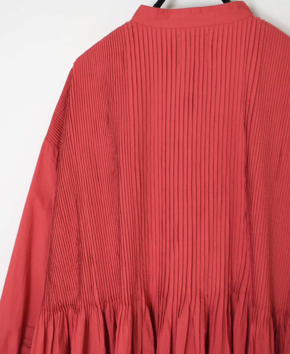●NMDS25523(ワンピース) 60s ORGANIC CAMBRIC PLAIN BANDED COLLAR DRESS WITH MINI PINTUCK