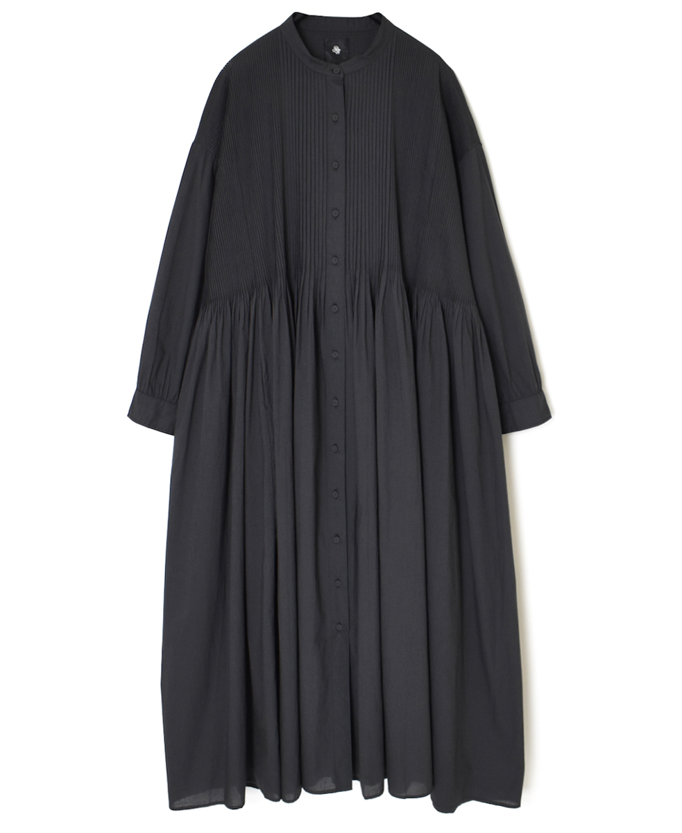 ●NMDS25523(ワンピース) 60s ORGANIC CAMBRIC PLAIN BANDED COLLAR DRESS WITH MINI PINTUCK