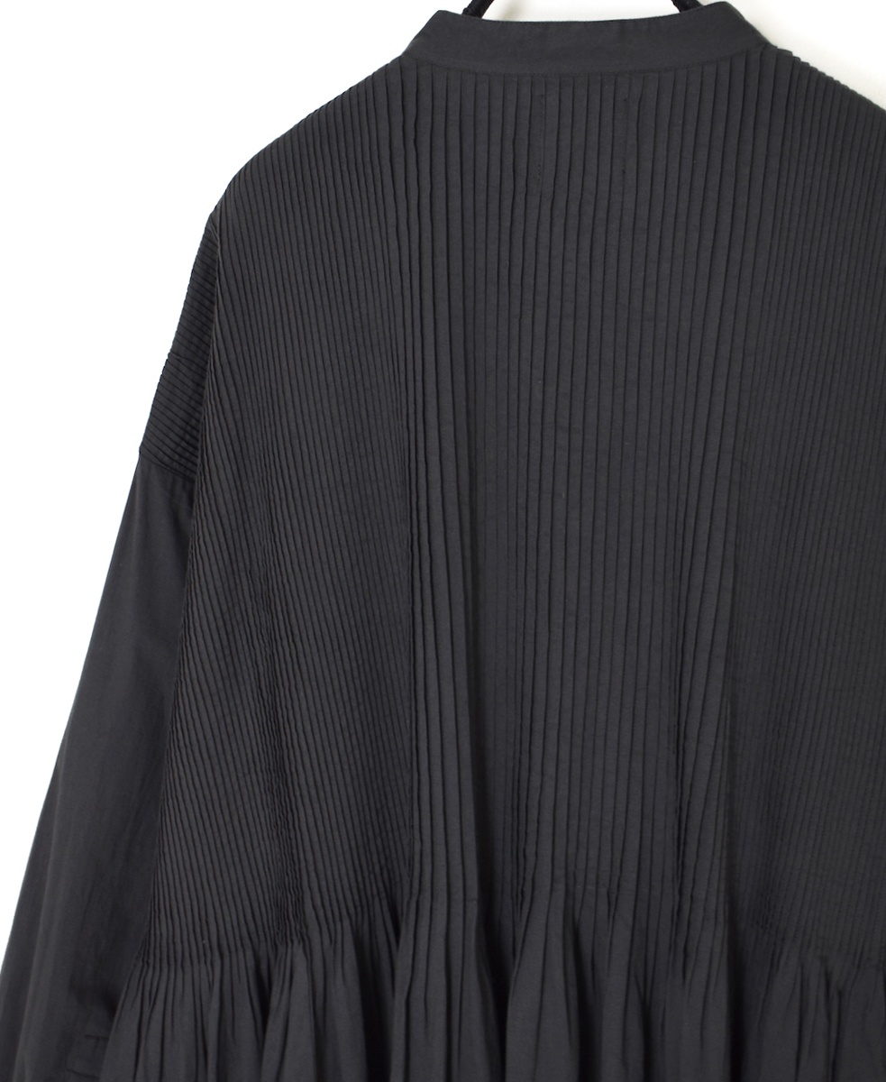 ●NMDS25523(ワンピース) 60s ORGANIC CAMBRIC PLAIN BANDED COLLAR DRESS WITH MINI PINTUCK