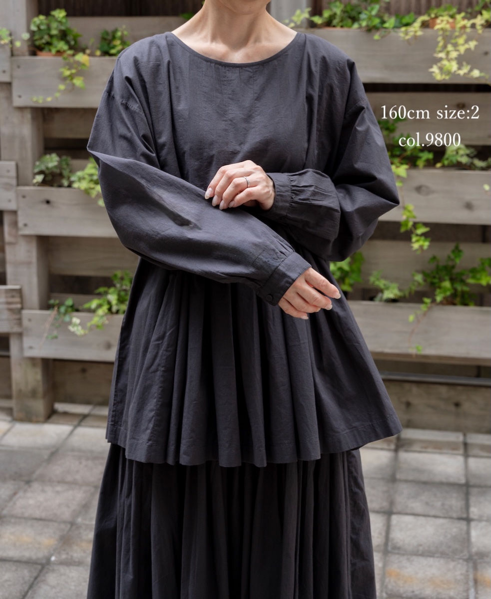 ●NMDS25522(シャツ) 60s ORGANIC CAMBRIC PLAIN INVERTED PLEATED L/SL PULLOVER
