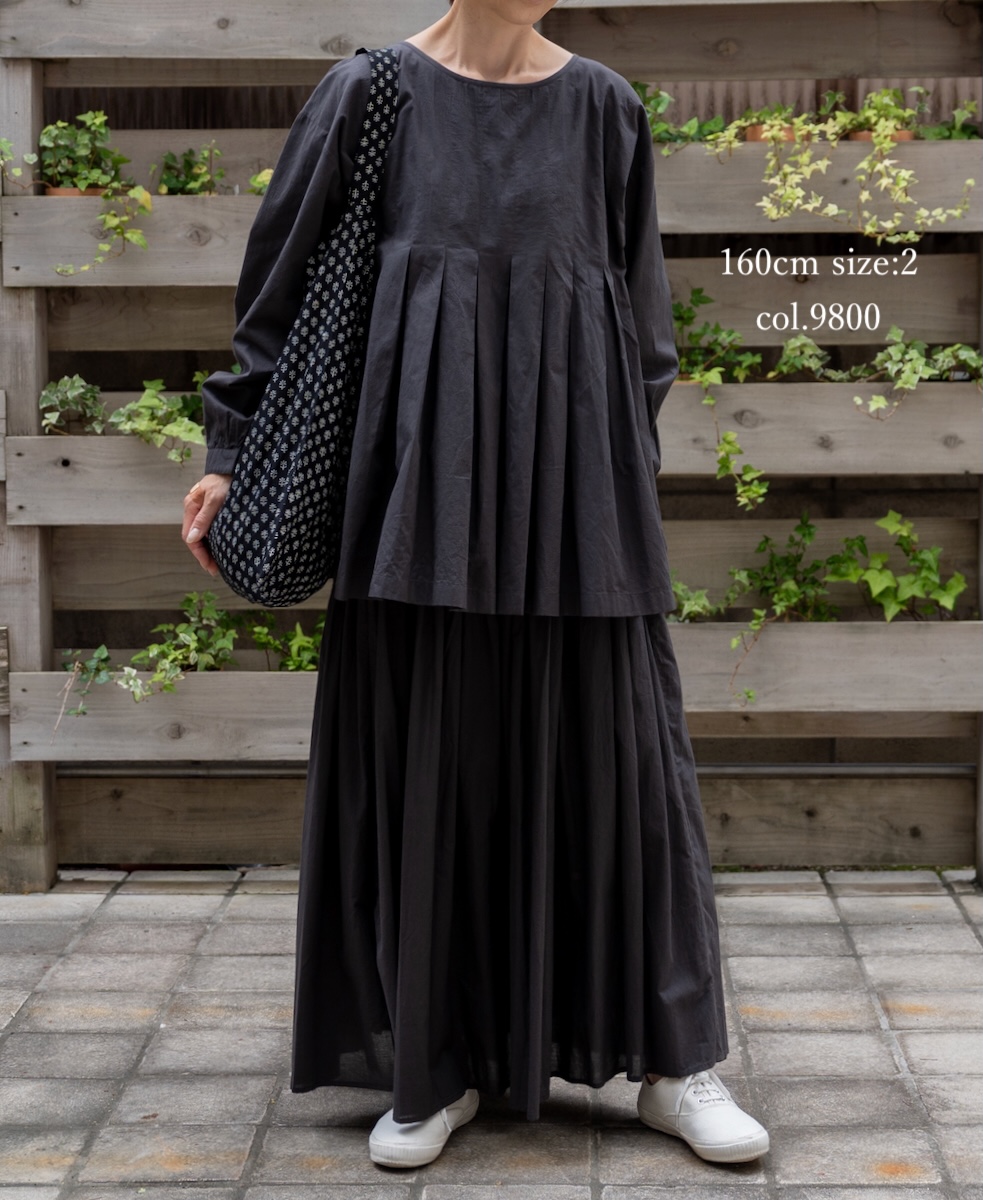 ●NMDS25522(シャツ) 60s ORGANIC CAMBRIC PLAIN INVERTED PLEATED L/SL PULLOVER