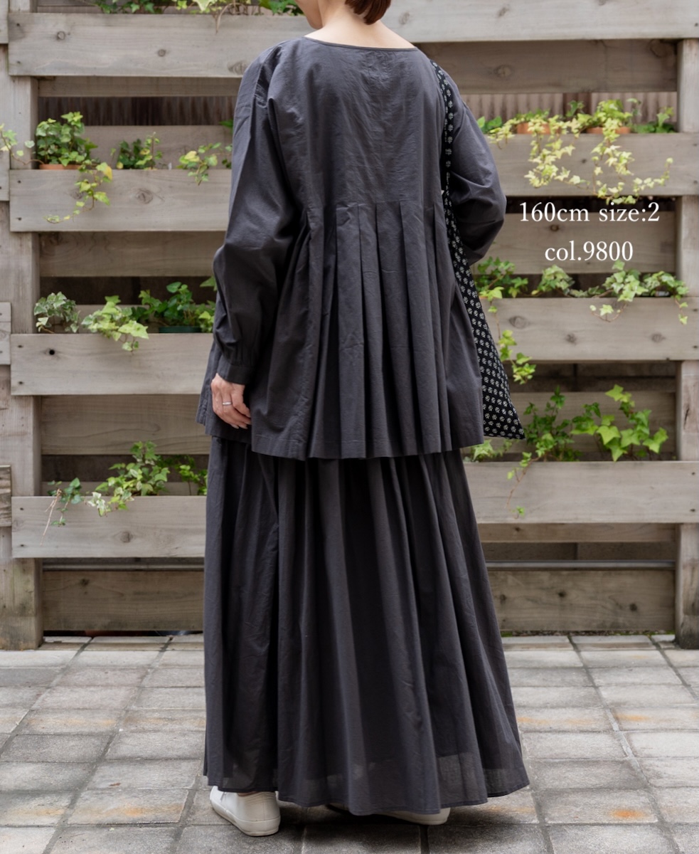 ●NMDS25522(シャツ) 60s ORGANIC CAMBRIC PLAIN INVERTED PLEATED L/SL PULLOVER