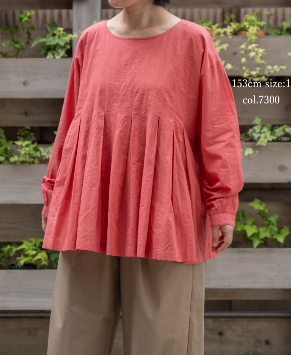●NMDS25522(シャツ) 60s ORGANIC CAMBRIC PLAIN INVERTED PLEATED L/SL PULLOVER