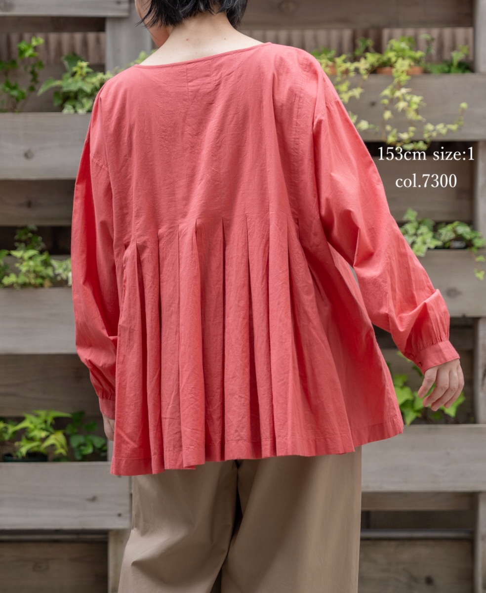 ●NMDS25522(シャツ) 60s ORGANIC CAMBRIC PLAIN INVERTED PLEATED L/SL PULLOVER