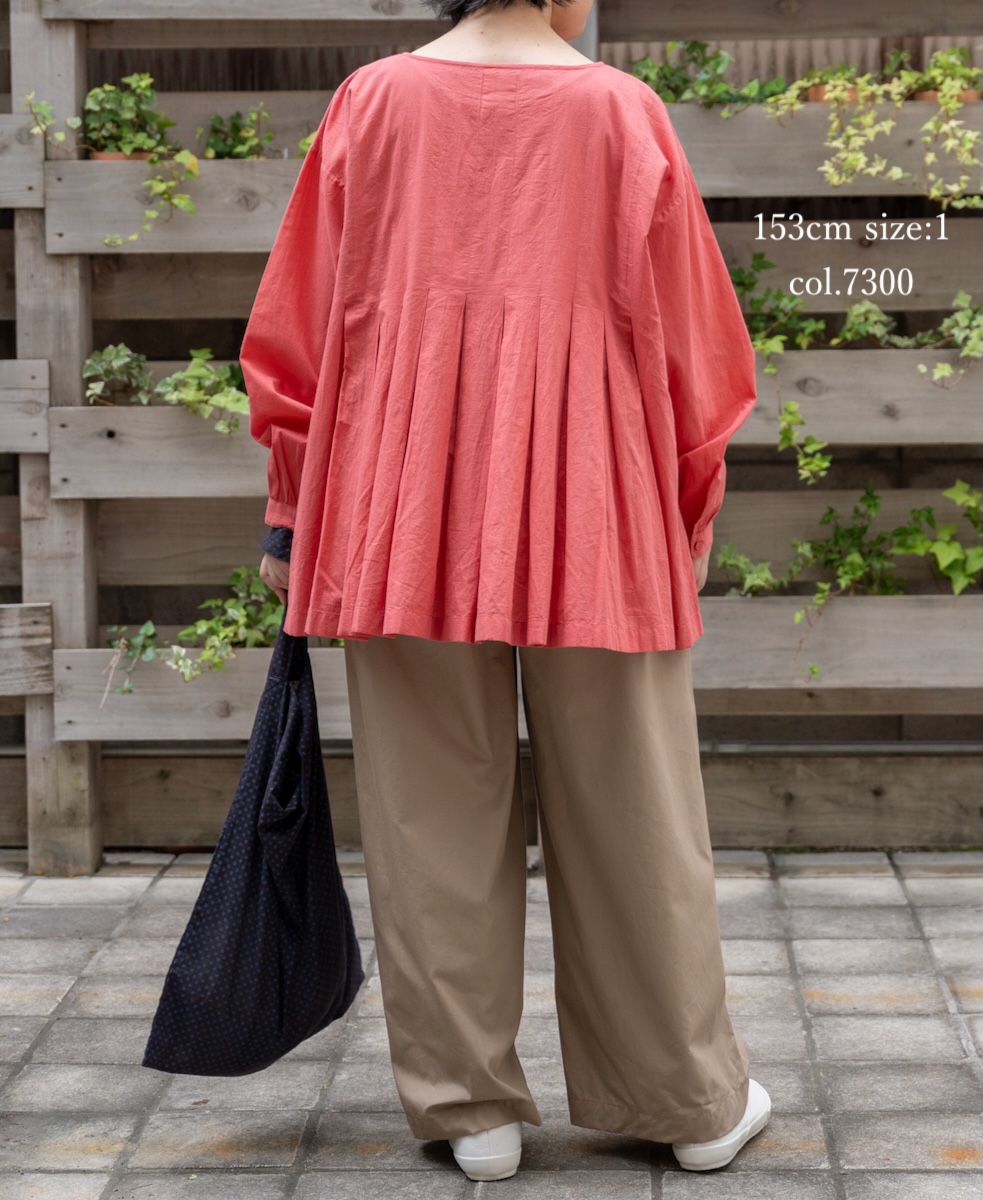 ●NMDS25522(シャツ) 60s ORGANIC CAMBRIC PLAIN INVERTED PLEATED L/SL PULLOVER