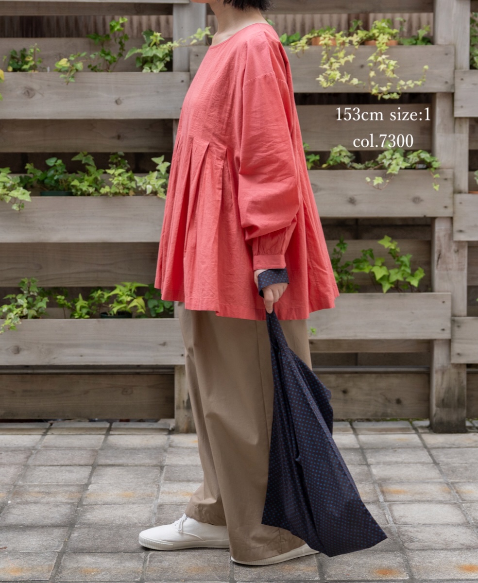 ●NMDS25522(シャツ) 60s ORGANIC CAMBRIC PLAIN INVERTED PLEATED L/SL PULLOVER
