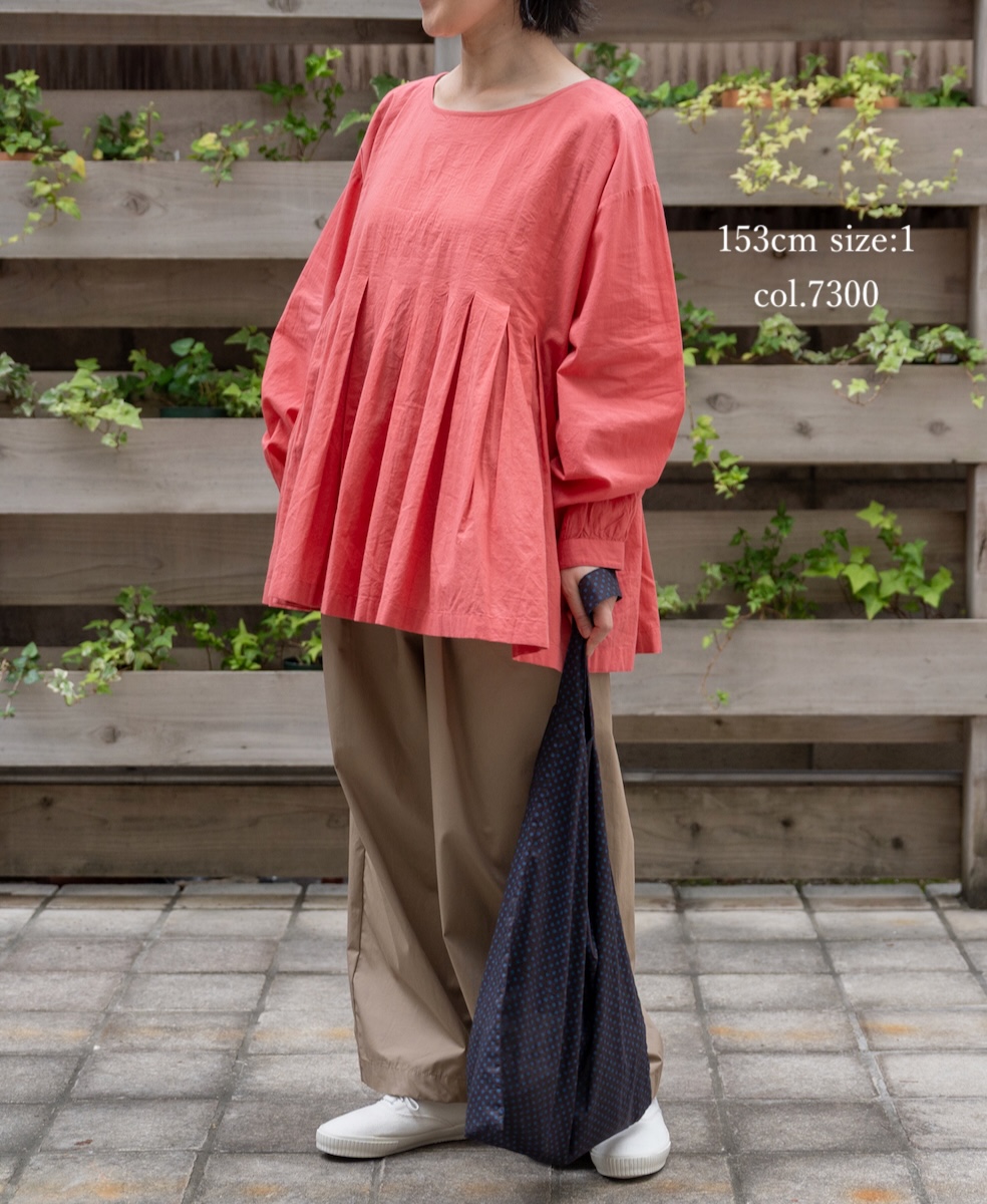 ●NMDS25522(シャツ) 60s ORGANIC CAMBRIC PLAIN INVERTED PLEATED L/SL PULLOVER
