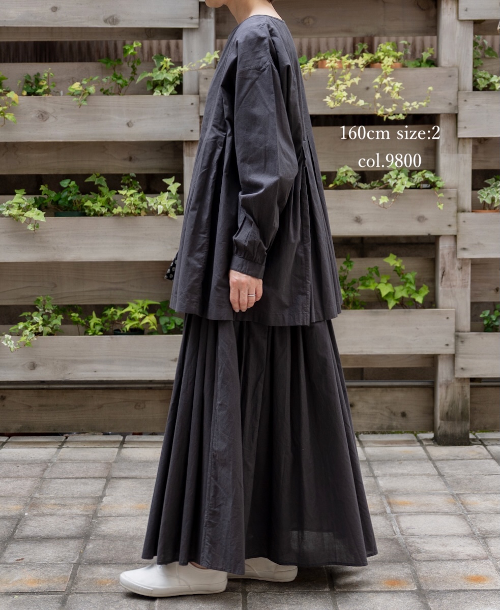 ●NMDS25522(シャツ) 60s ORGANIC CAMBRIC PLAIN INVERTED PLEATED L/SL PULLOVER