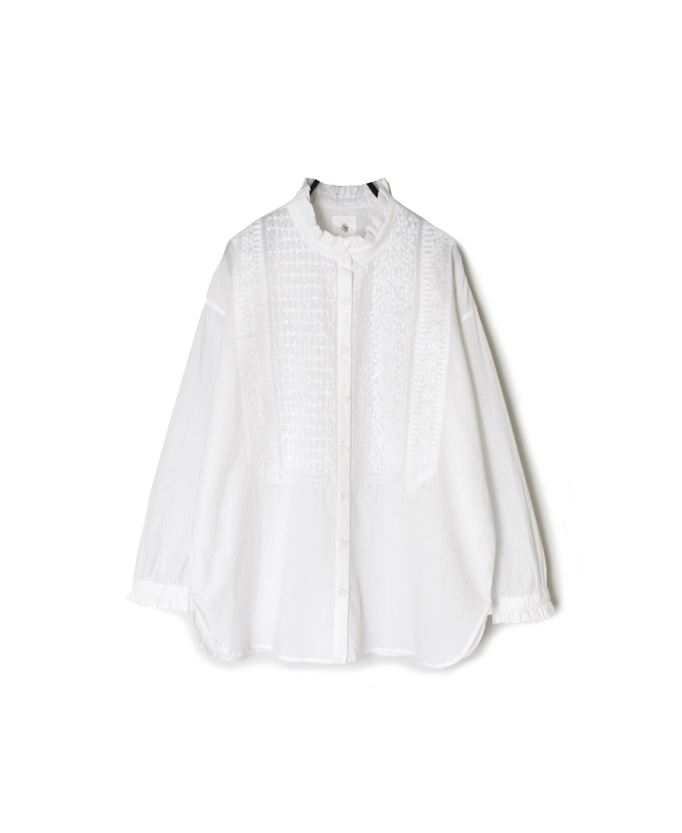 NMDS25531(シャツ) 60s ORGANIC CAMBRIC WITH EMB FRILL COLLAR EMB SHIRT