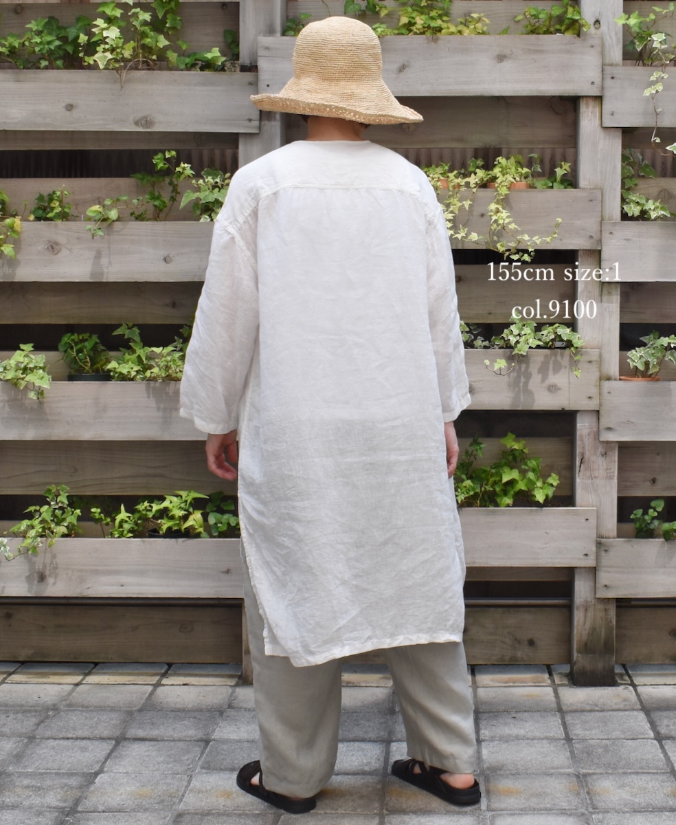 IMDSH2503HLD(シャツ) HANDWOVEN LINEN PLAIN(OVERDYE) MDS 3/4SL LONG PULLOVER SHIRT