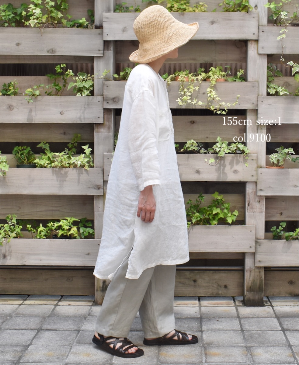 IMDSH2503HLD(シャツ) HANDWOVEN LINEN PLAIN(OVERDYE) MDS 3/4SL LONG PULLOVER SHIRT