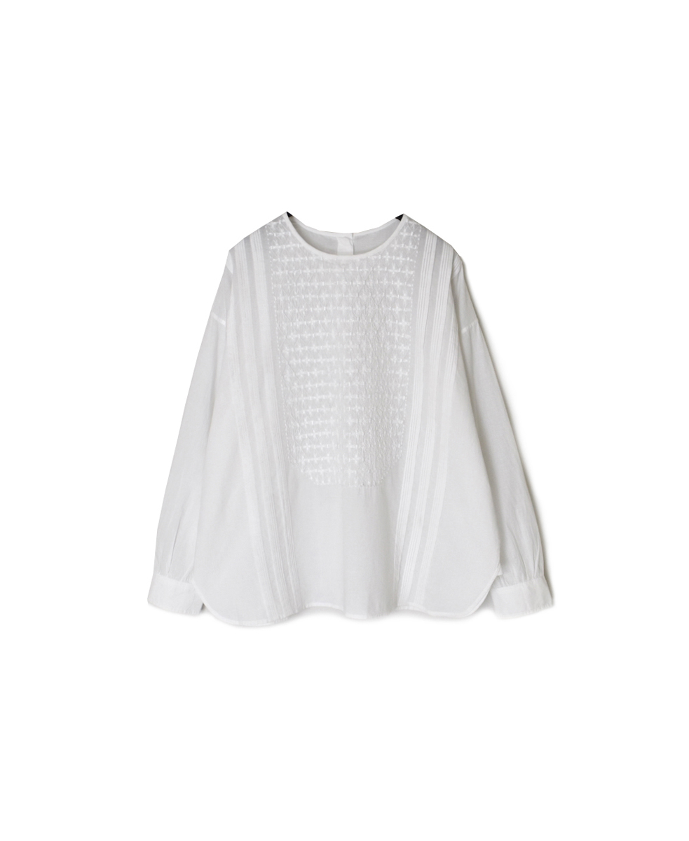 ●NMDS25533(シャツ) 60s ORGANIC CAMBRIC BACK OPENING CREW-NECK PINTUCK&EMB SHIRT