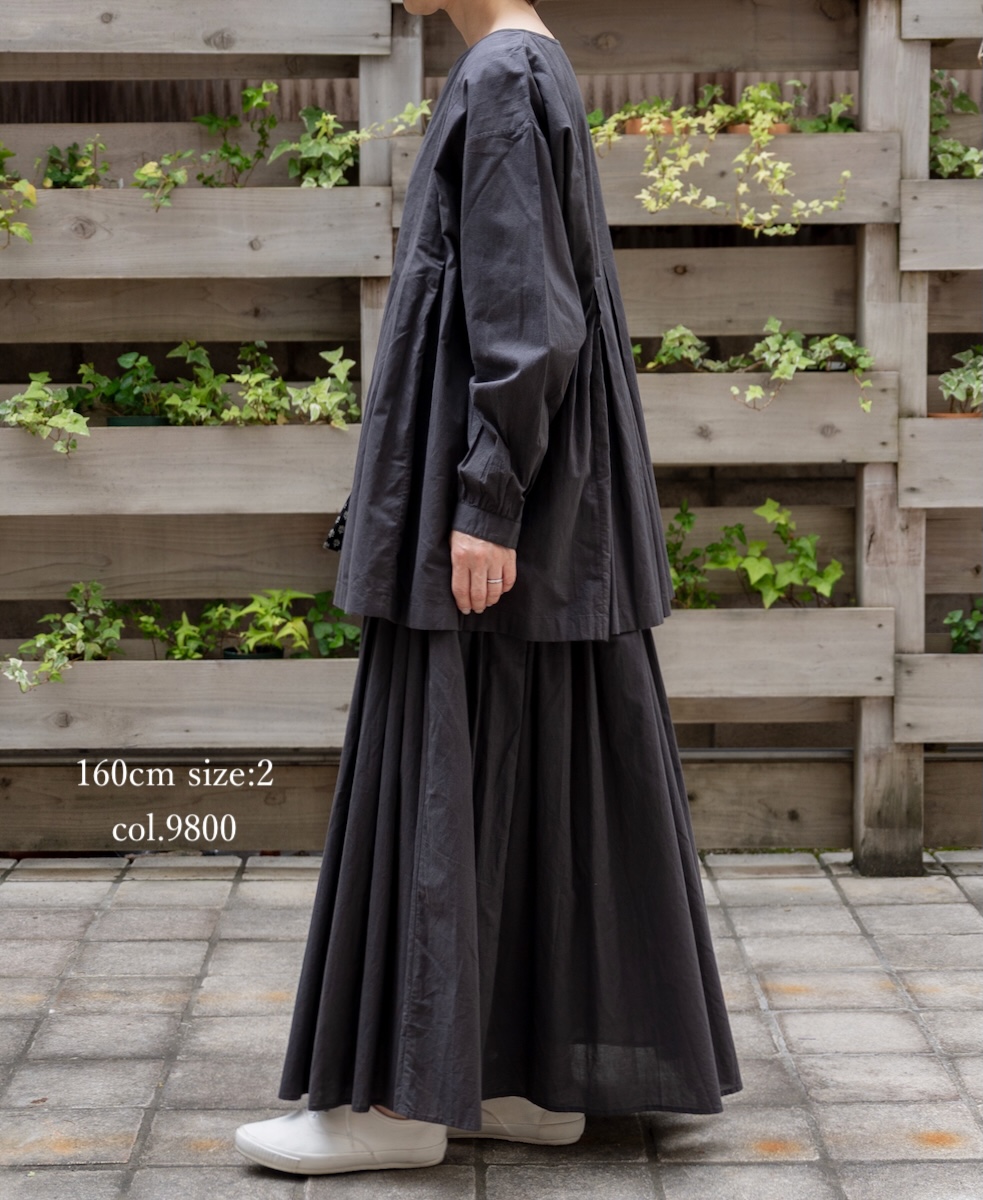 ●NMDS25525(スカート) 60s ORGANIC CAMBRIC PLAIN PINTUCK FLARED SKIRT