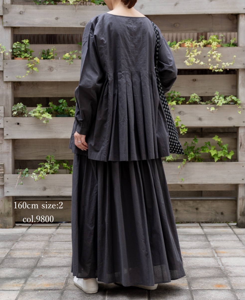 ●NMDS25525(スカート) 60s ORGANIC CAMBRIC PLAIN PINTUCK FLARED SKIRT