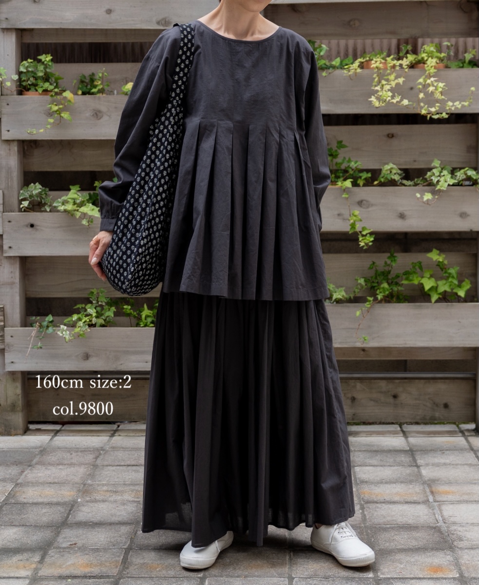 ●NMDS25525(スカート) 60s ORGANIC CAMBRIC PLAIN PINTUCK FLARED SKIRT